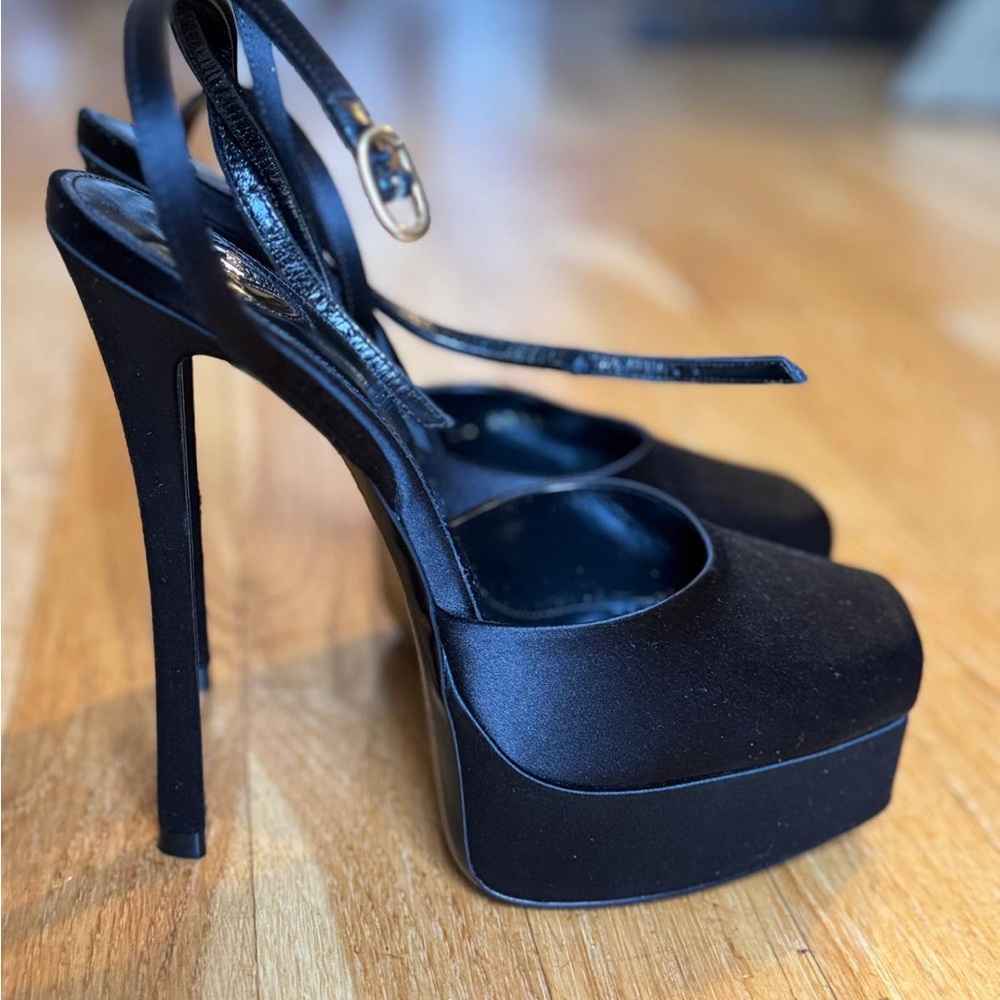 Saint Laurent Black Stiletto Platform Heels